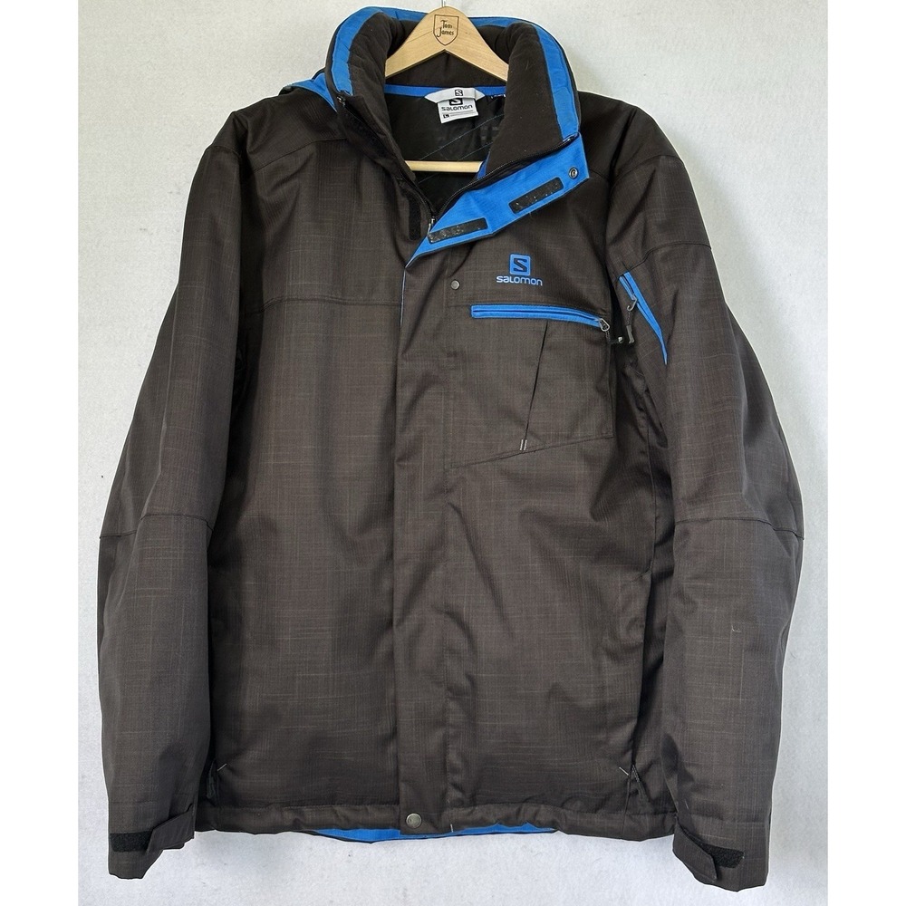 Salomon Youth Ski Snow Jacket Size L Age 13+ Black Removable Hood